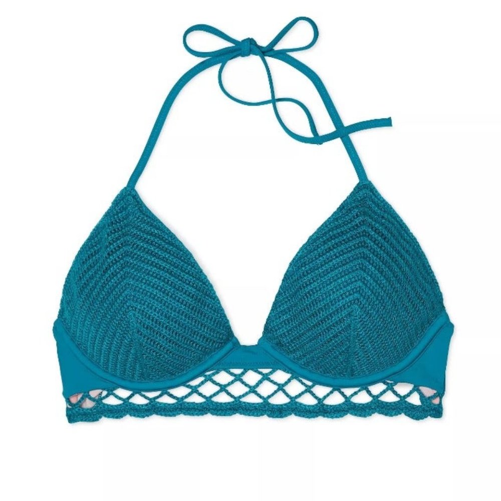 36D  Lined Triangle Crochet Bikini Top